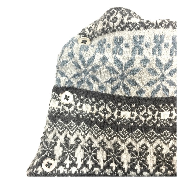 ANTHRO Saturday Sunday Fair Isle Studio Fleece Wool Pullover Lounge Sweater Gray - Picture 4 of 9